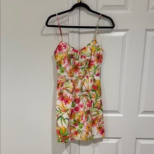 J. Crew Floral Mini Dress in Pink, Orange, and Green